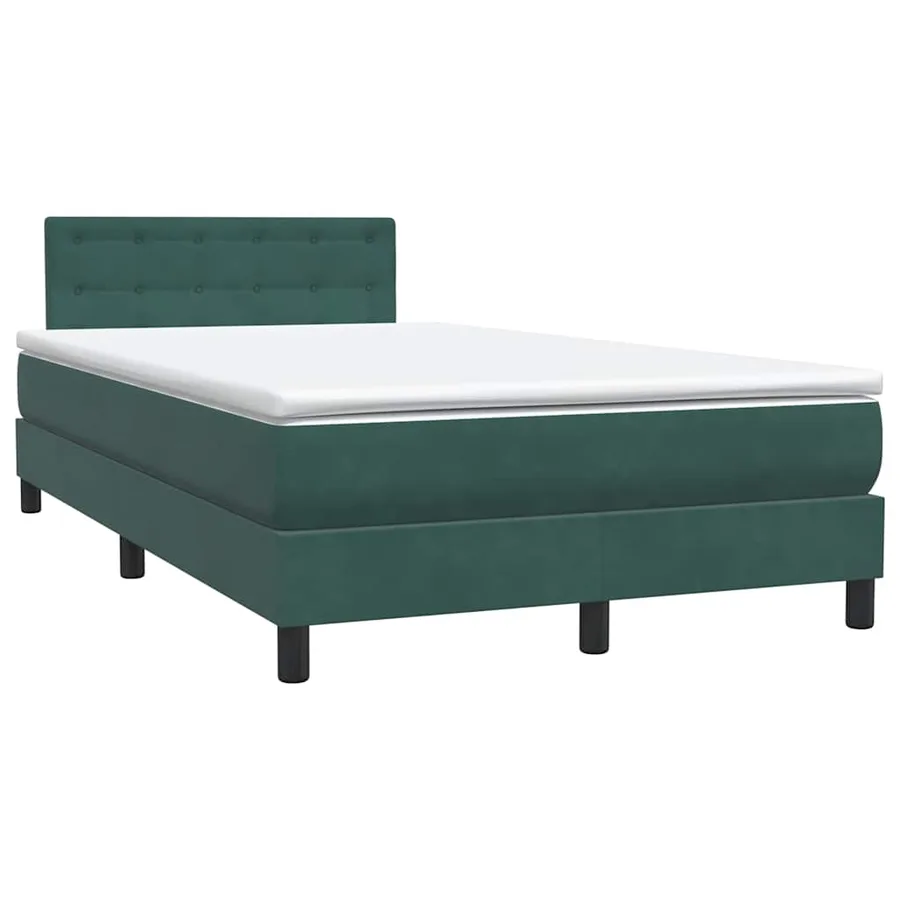 Sommier à lattes de lit et matelas et LED vert foncé 120x220cm velours - 5