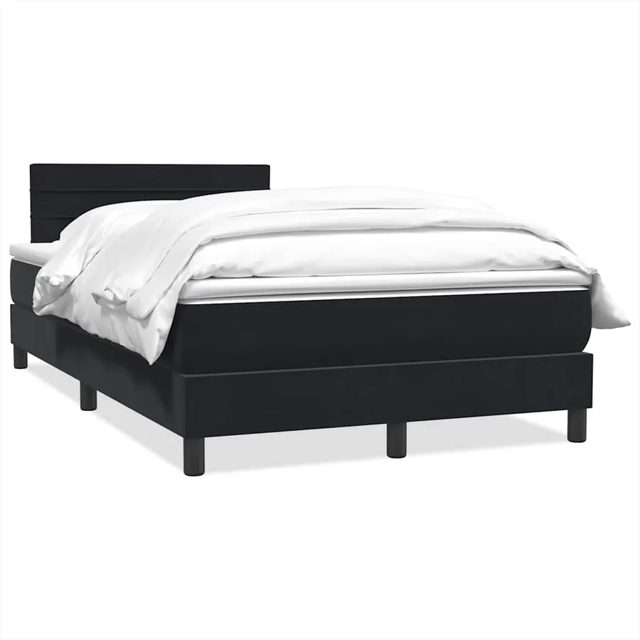 Sommier à lattes de lit avec matelas noir 120x220 cm velours - 2