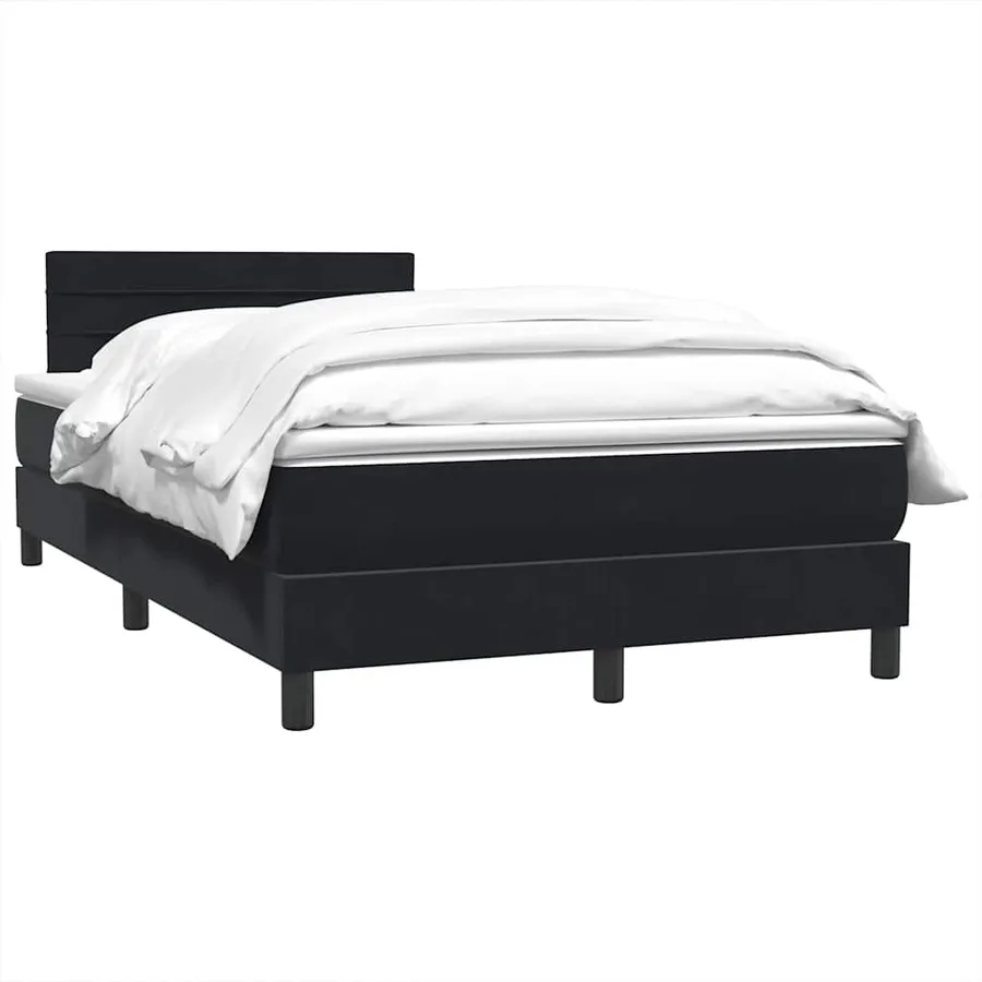 Sommier à lattes de lit avec matelas noir 120x220 cm velours - 3