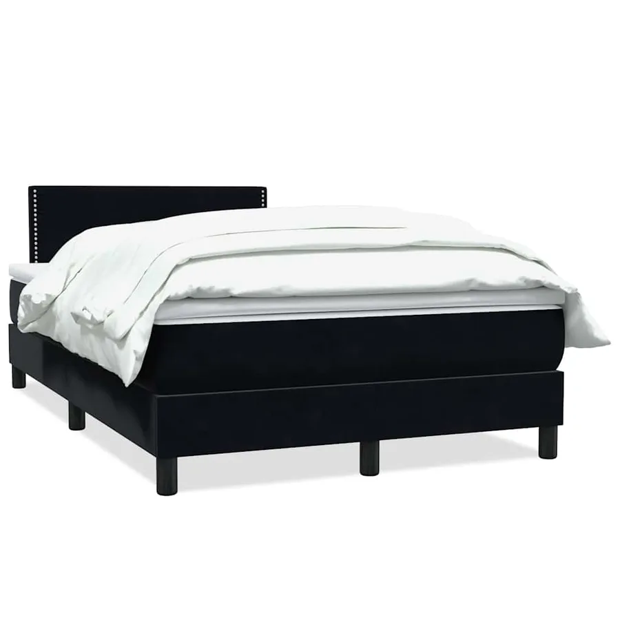 Sommier à lattes de lit avec matelas noir 120x220 cm velours - 2