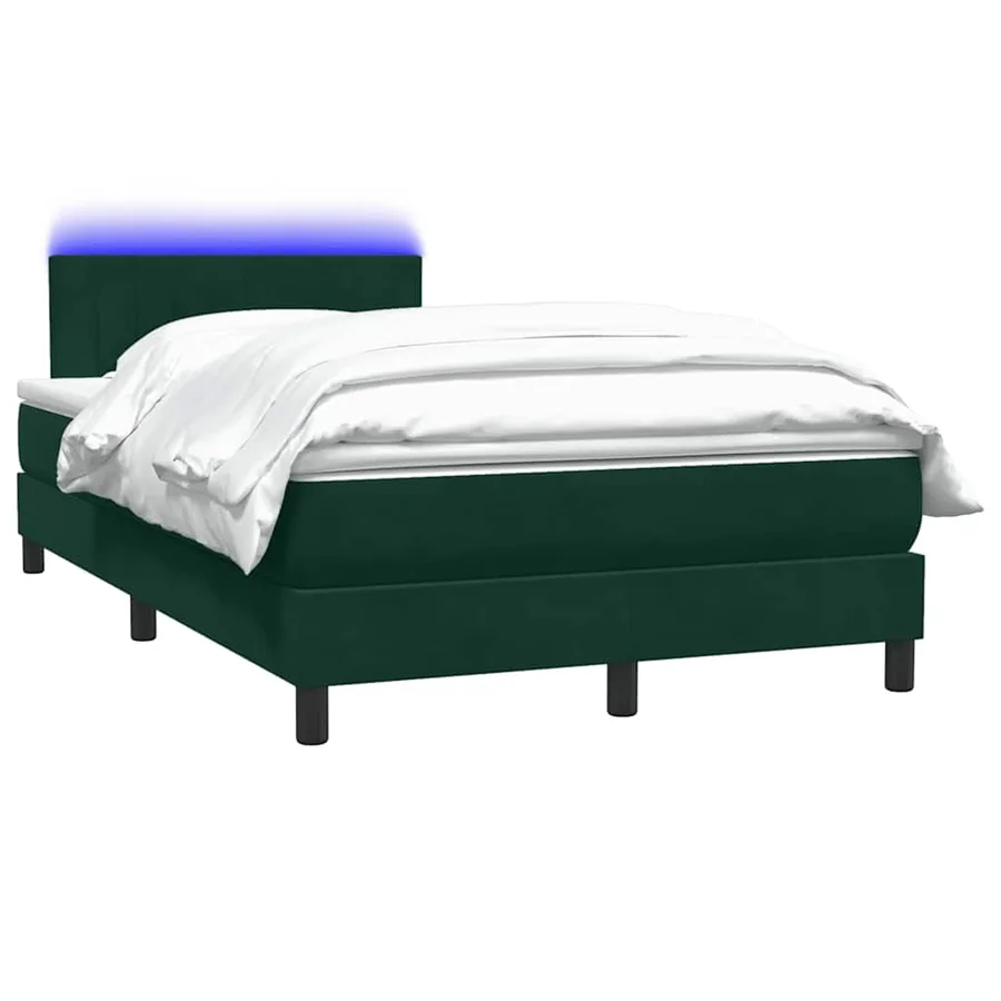 Sommier à lattes de lit et matelas et LED vert foncé 120x220cm velours - 3