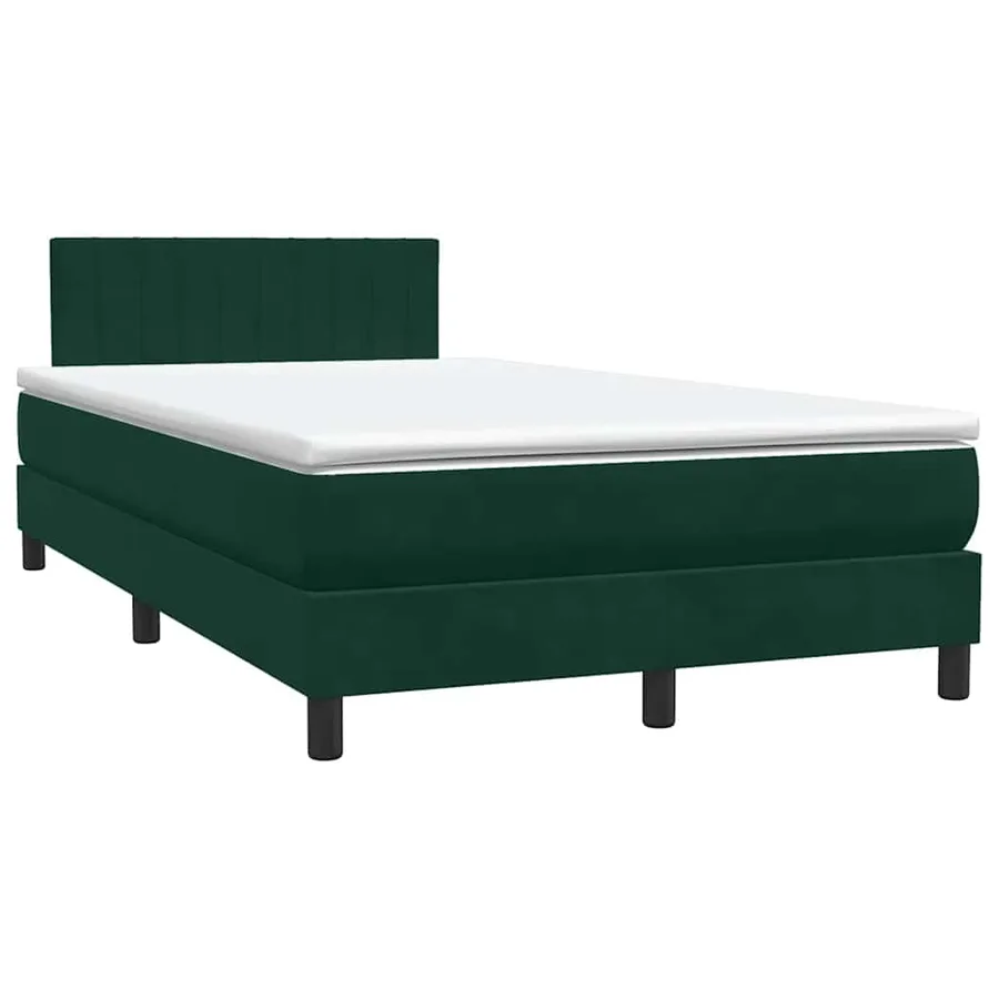 Sommier à lattes de lit et matelas et LED vert foncé 120x220cm velours - 5
