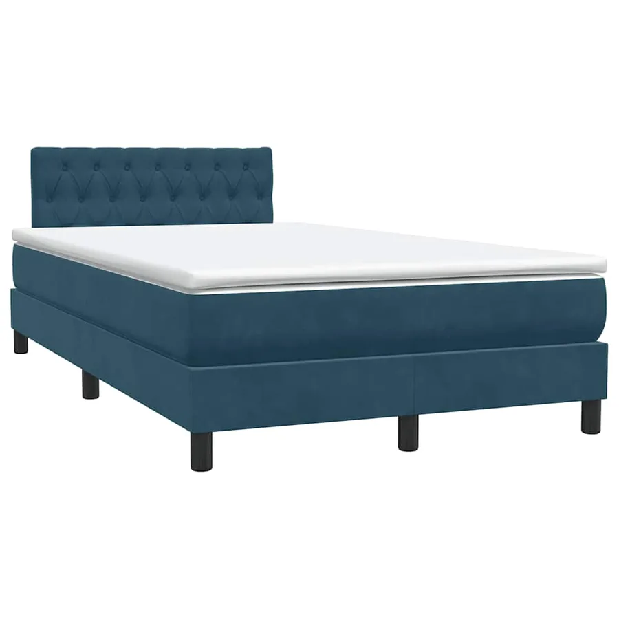 Sommier à lattes de lit et matelas et LED bleu foncé 120x220cm velours - 5