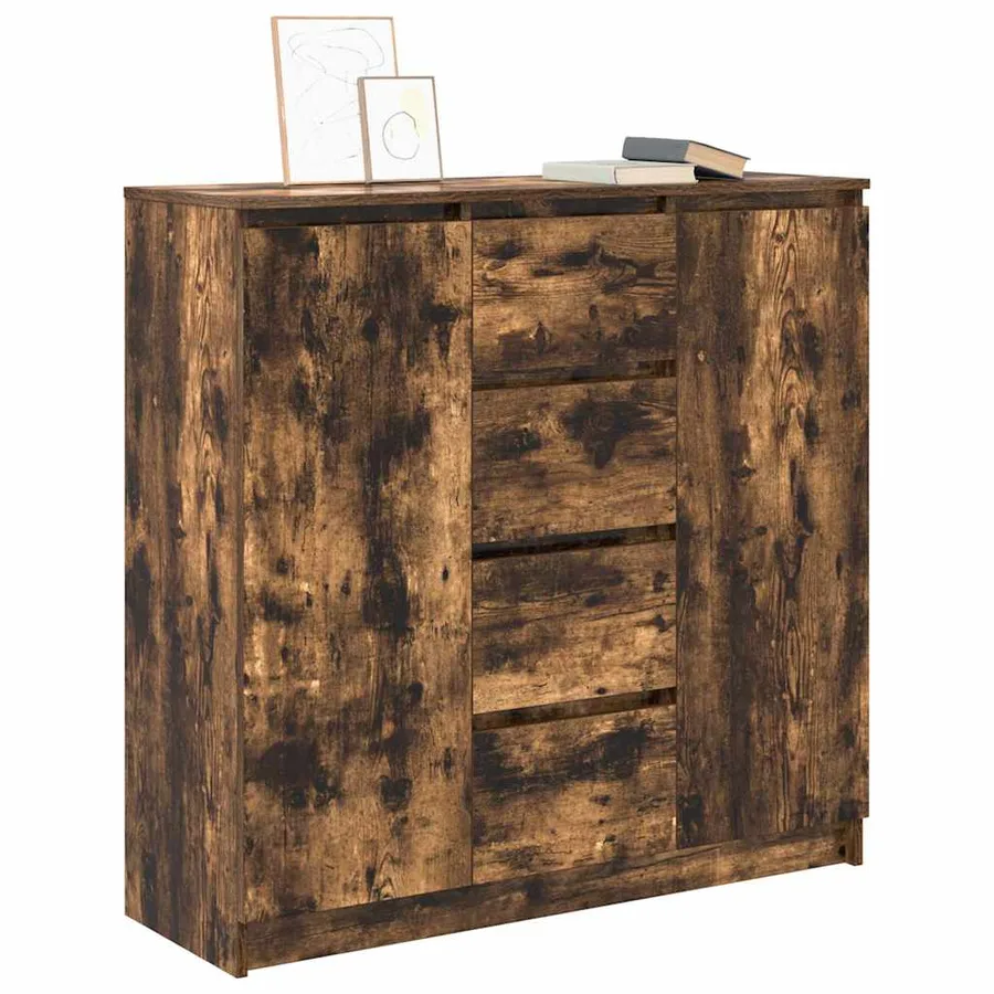 Buffet avec tiroirs chêne fumé 100,5x35x98,5 cm bois ingénierie - 4