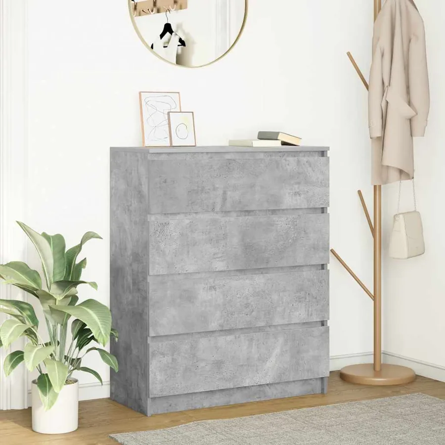 Buffet gris béton 80x35x99 cm bois d'ingénierie
