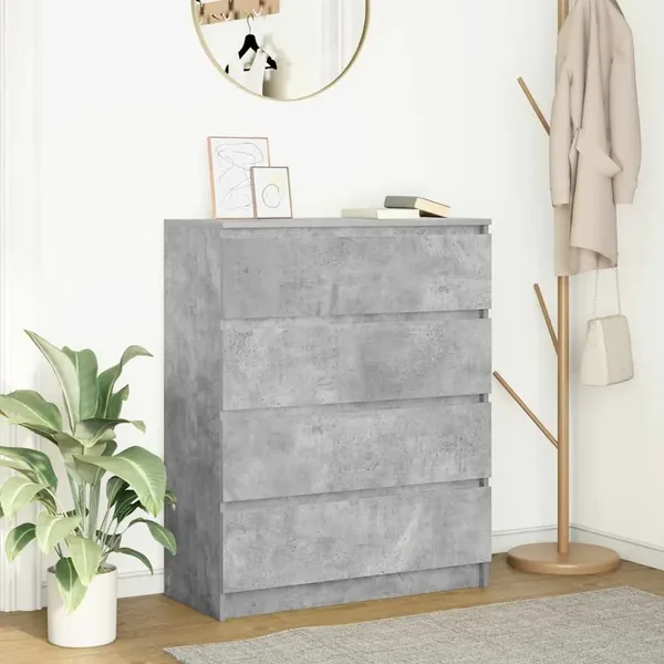 Buffet gris béton 80x35x99 cm bois d'ingénierie