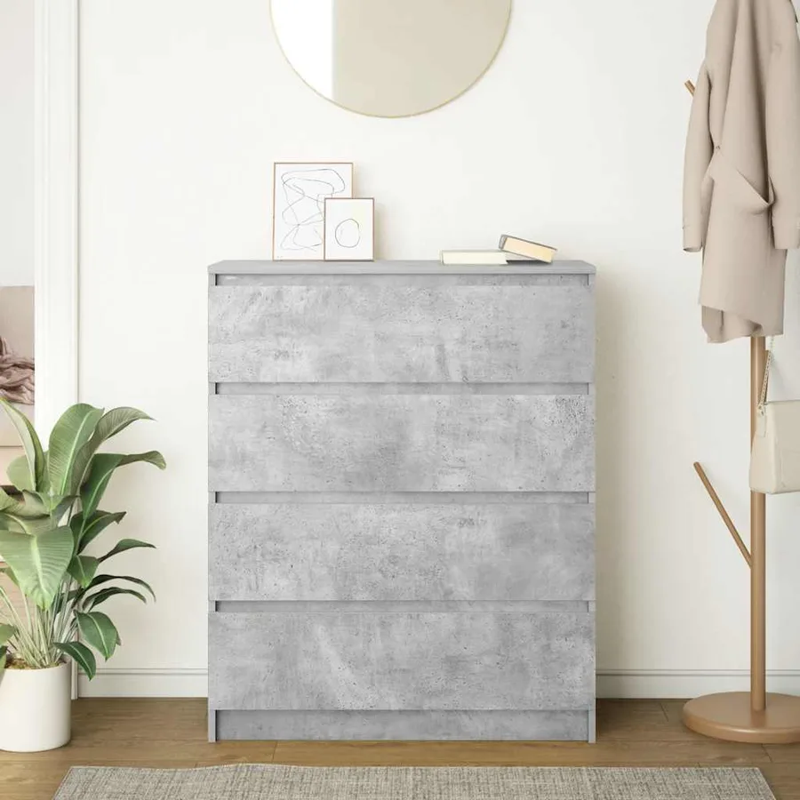 Buffet gris béton 80x35x99 cm bois d'ingénierie - 3