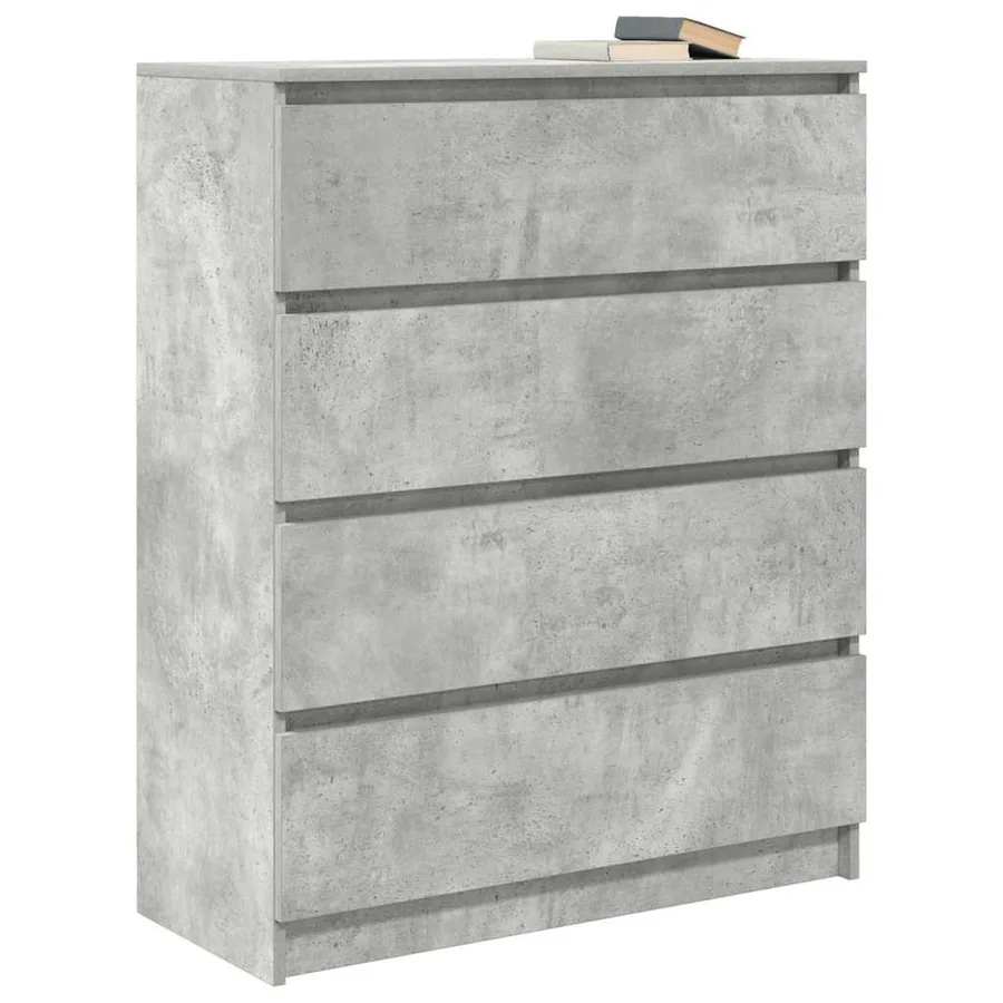 Buffet gris béton 80x35x99 cm bois d'ingénierie - 4