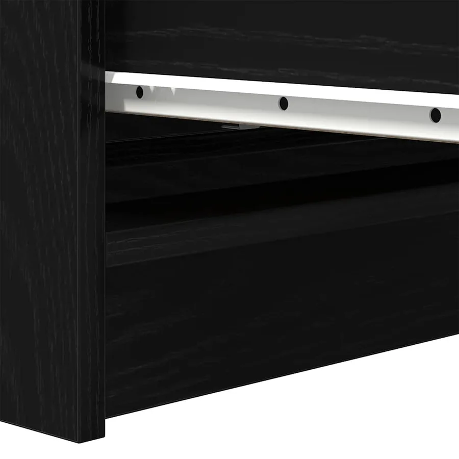Buffet chêne noir 80x35x99 cm bois d’ingénierie - 10