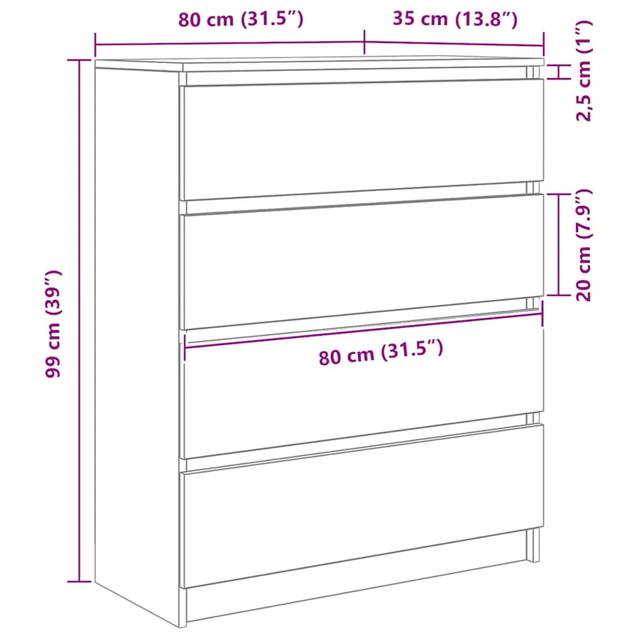 Buffet chêne noir 80x35x99 cm bois d’ingénierie - 12