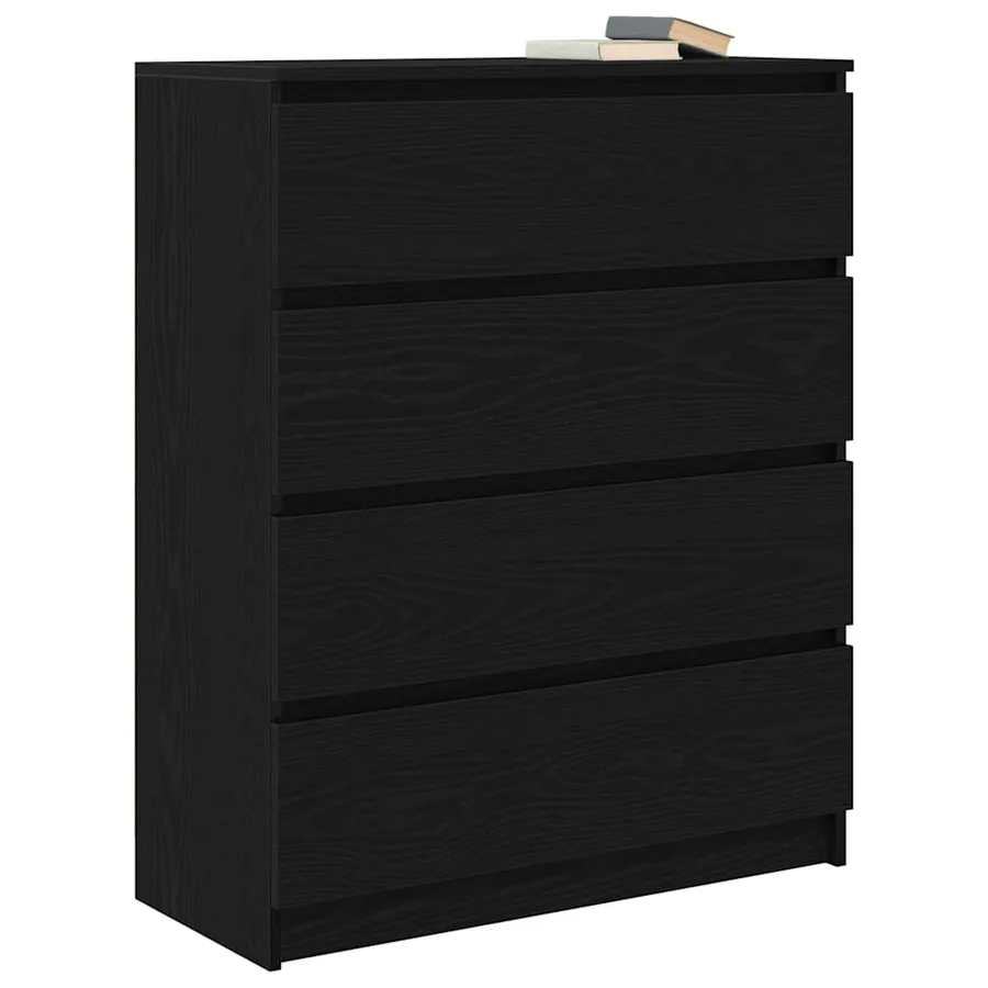 Buffet chêne noir 80x35x99 cm bois d’ingénierie - 4
