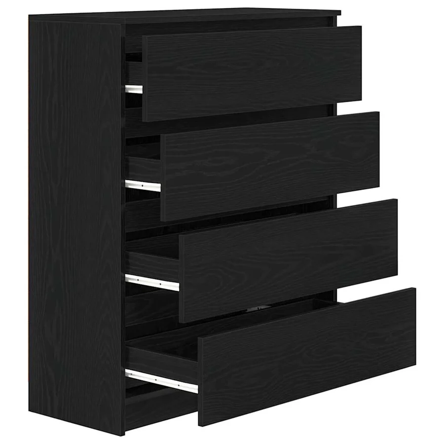 Buffet chêne noir 80x35x99 cm bois d’ingénierie - 5