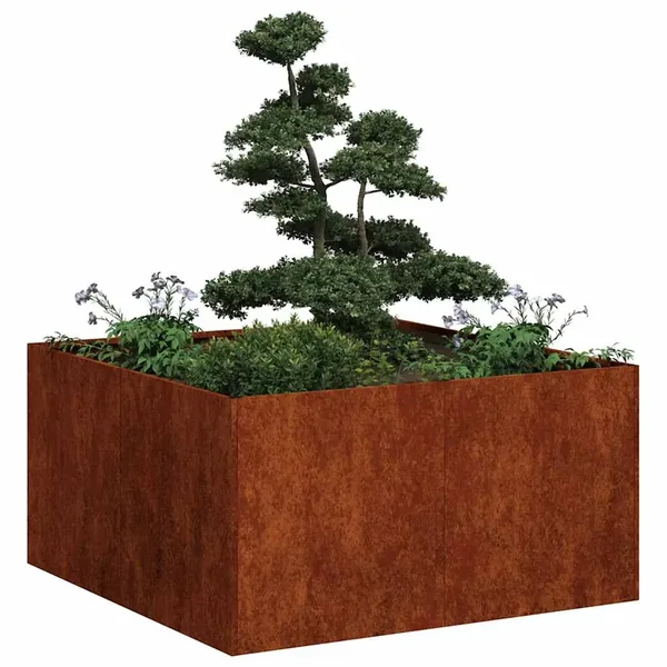 Jardinière rouillé 80x80x40 cm acier inoxydable