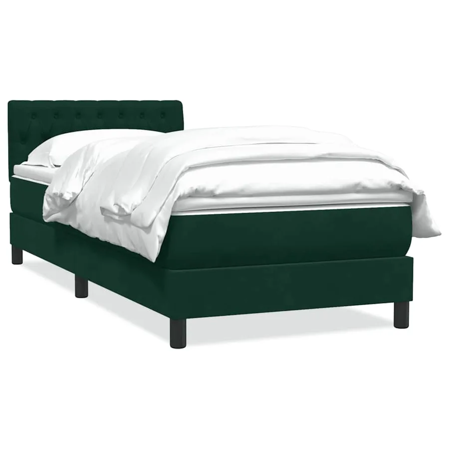 Sommier à lattes de lit et matelas vert foncé 100x220cm velours - 2
