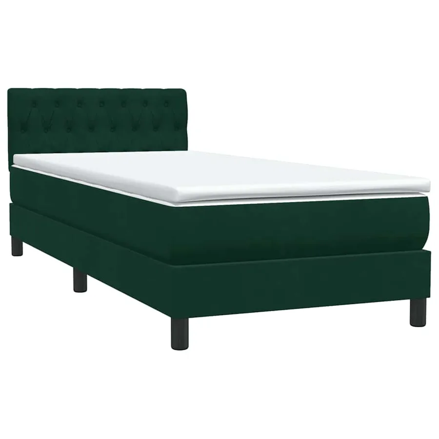 Sommier à lattes de lit et matelas vert foncé 100x220cm velours - 4
