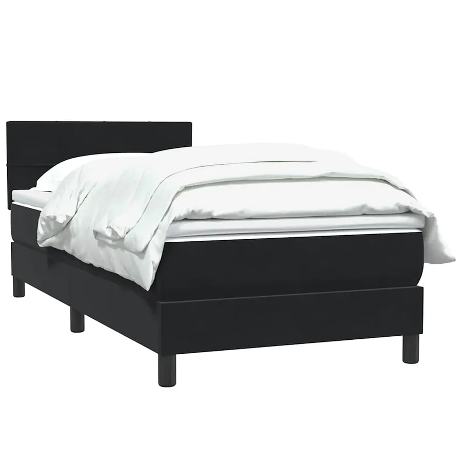 Sommier à lattes de lit avec matelas noir 100x220 cm velours - 3