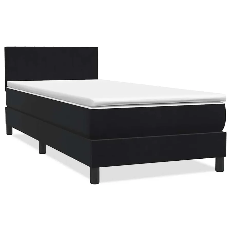 Sommier à lattes de lit avec matelas et LED noir 100x220 cm velours - 3