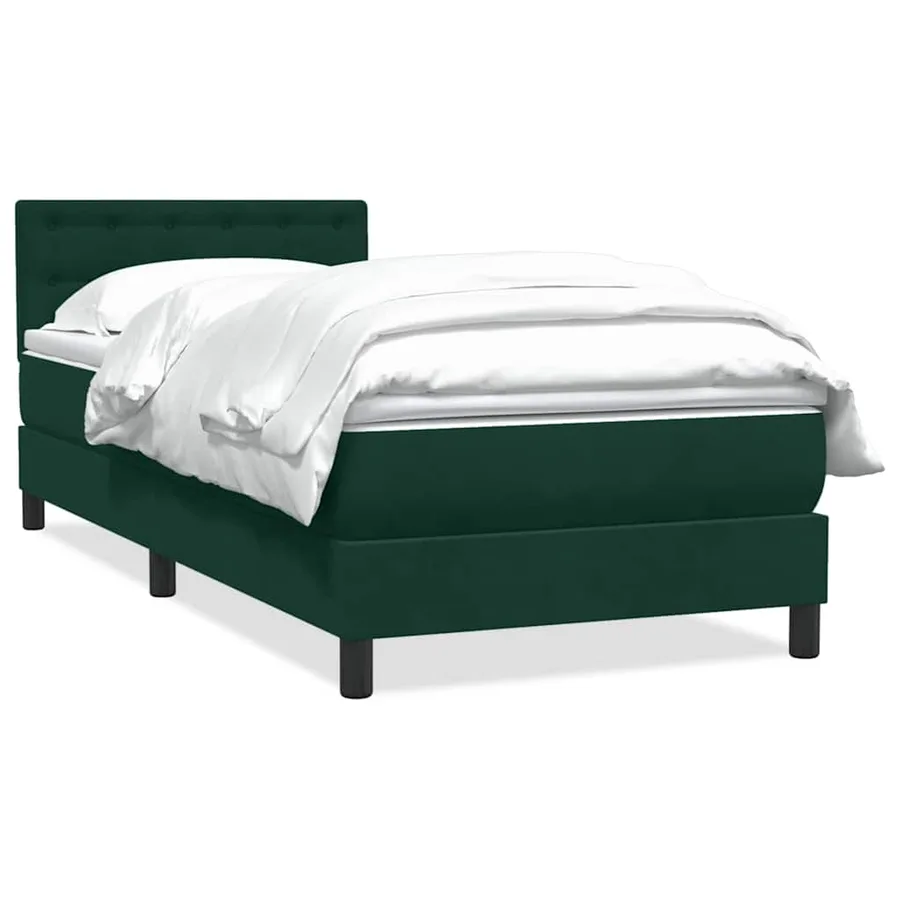 Sommier à lattes de lit et matelas vert foncé 100x220cm velours - 2