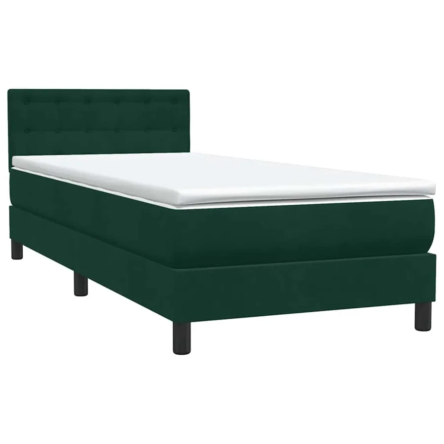 Sommier à lattes de lit et matelas vert foncé 100x220cm velours - 4