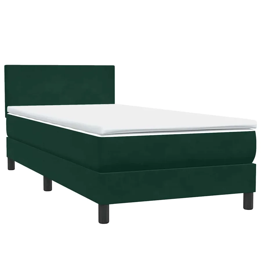 Sommier à lattes de lit et matelas et LED vert foncé 100x220cm velours - 5