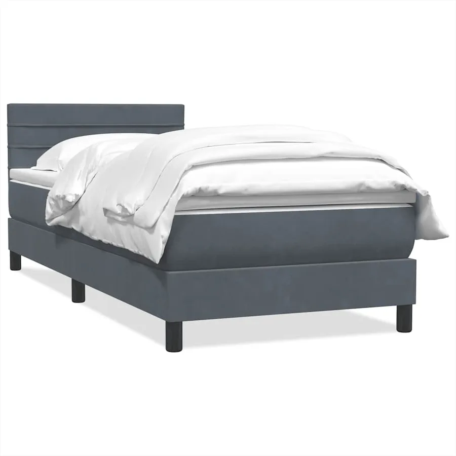 Sommier à lattes de lit et matelas gris foncé 100x220cm velours - 2