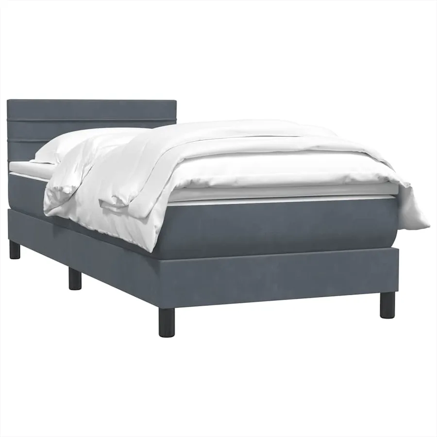 Sommier à lattes de lit et matelas gris foncé 100x220cm velours - 3