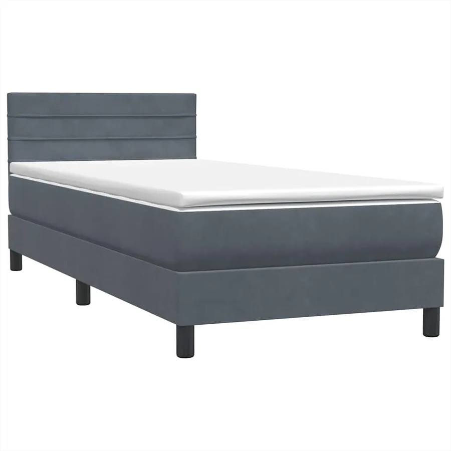 Sommier à lattes de lit et matelas gris foncé 100x220cm velours - 4