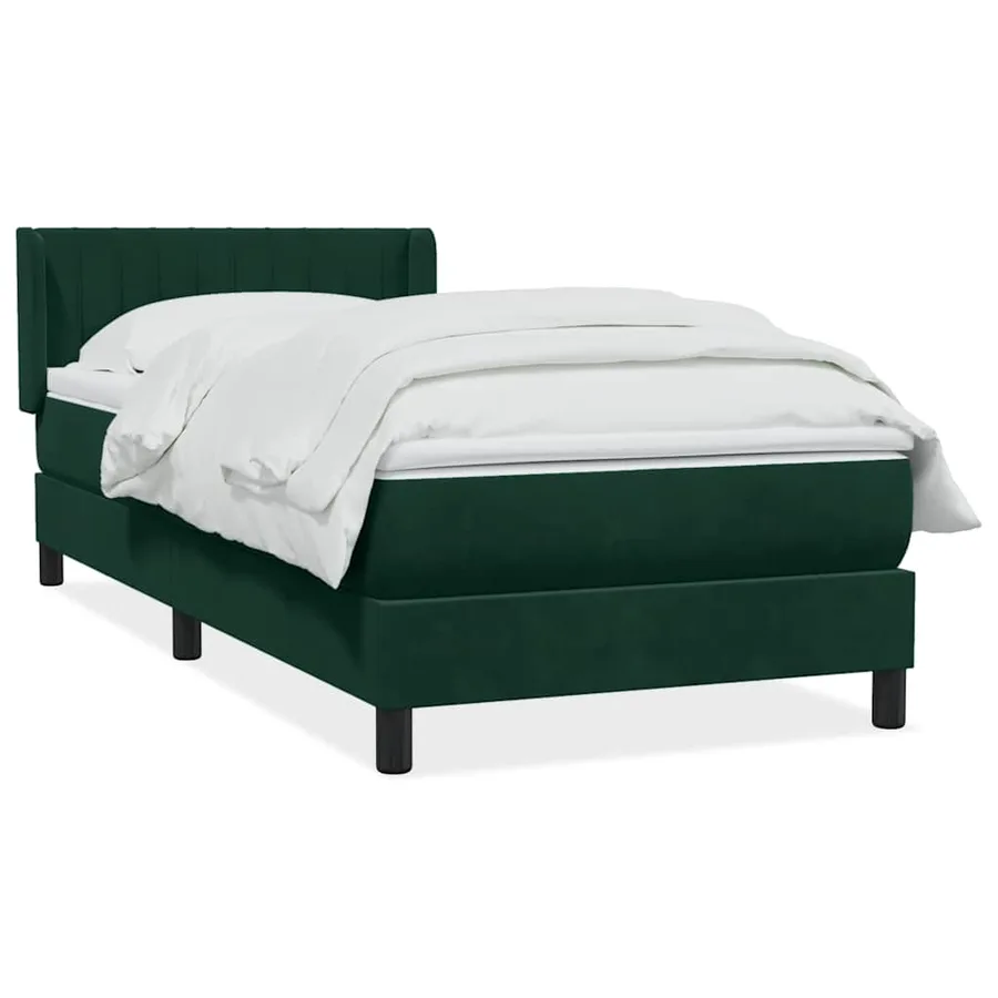 Sommier à lattes de lit et matelas vert foncé 100x220cm velours - 2