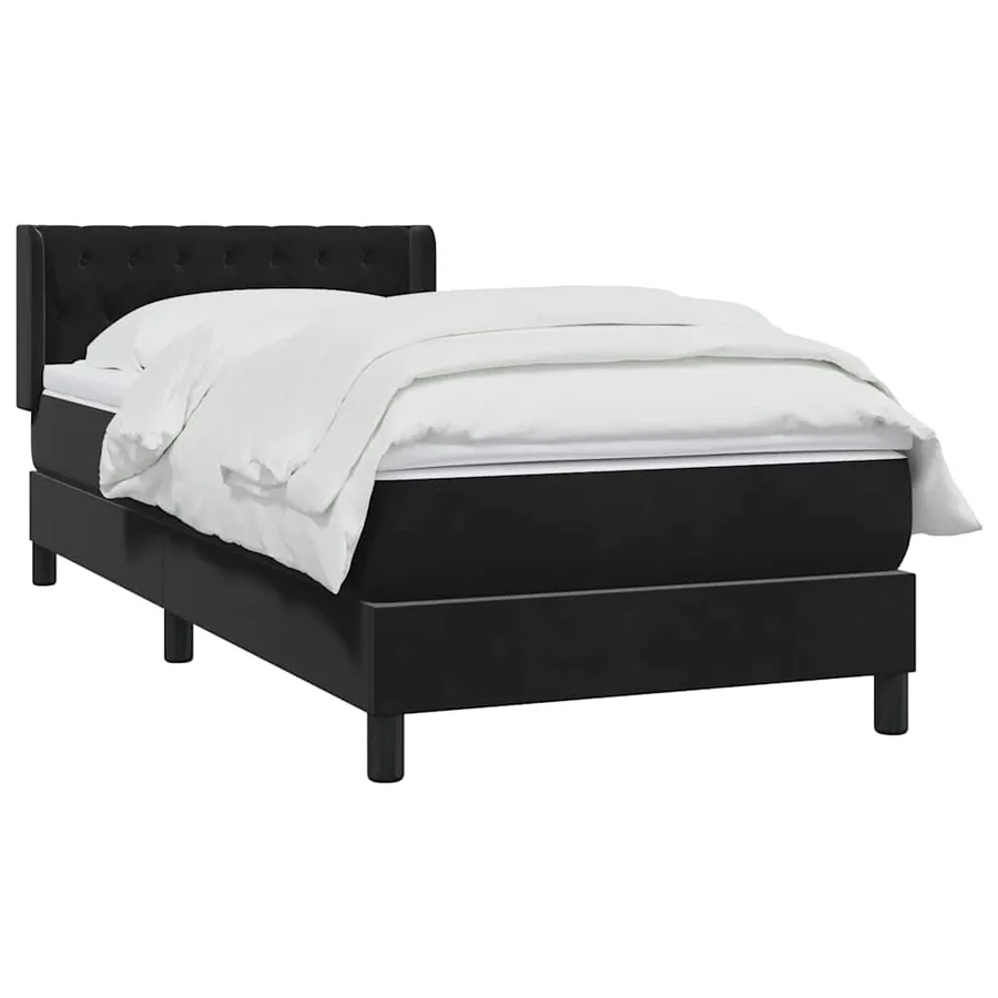Sommier à lattes de lit avec matelas noir 100x220 cm velours - 3