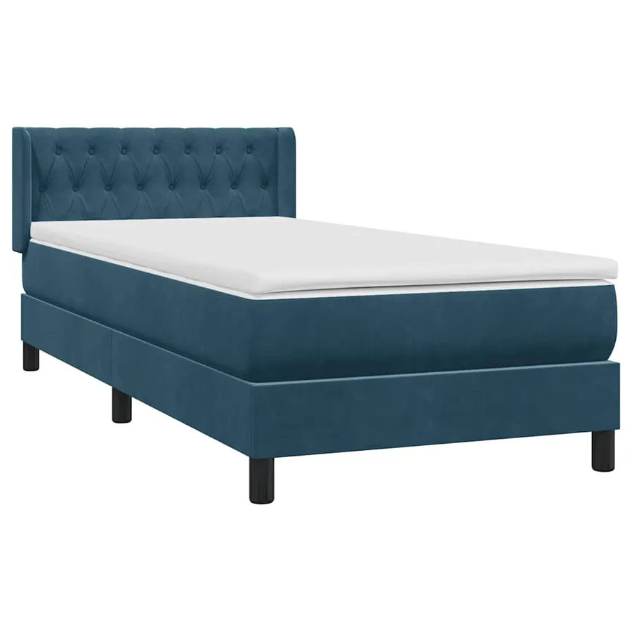 Sommier à lattes de lit et matelas bleu foncé 100x220cm velours - 4