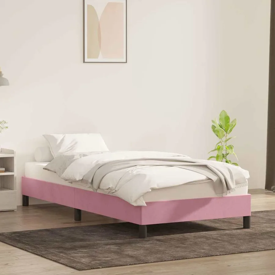 Cadre de lit sans matelas rose 100x220 cm velours - 3