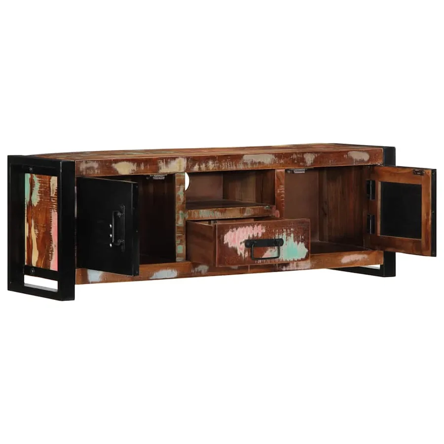 Meuble TV 100x30x35 cm bois de récupération massif - 2