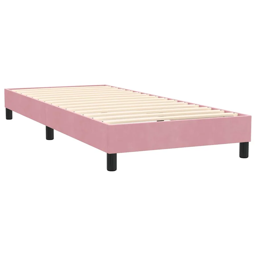 Sommier à lattes de lit avec matelas rose 100x220 cm velours - 5