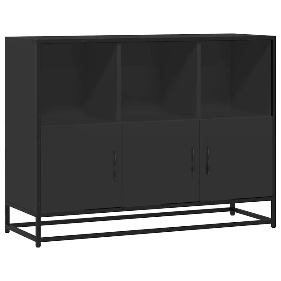 Buffet noir 100x35x76 cm bois d’ingénierie - 2
