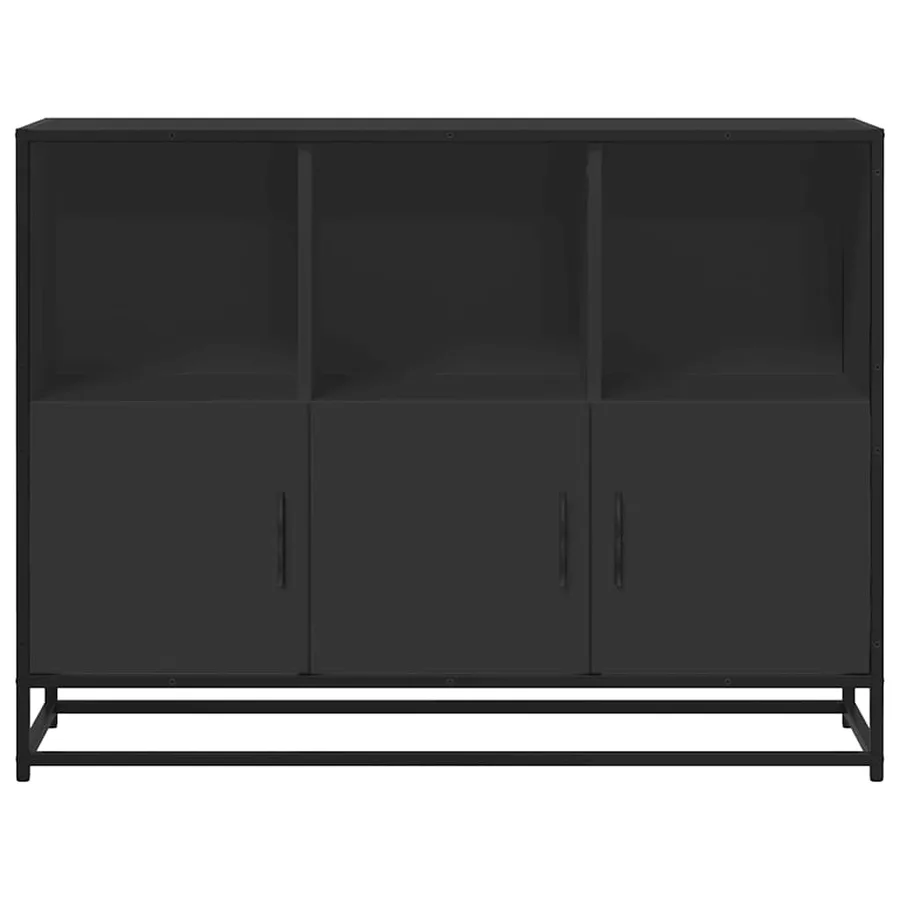 Buffet noir 100x35x76 cm bois d’ingénierie - 4