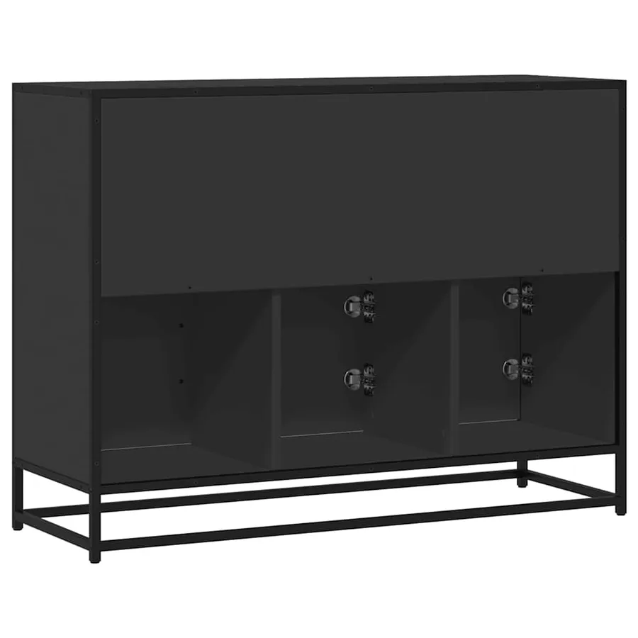 Buffet noir 100x35x76 cm bois d’ingénierie - 6