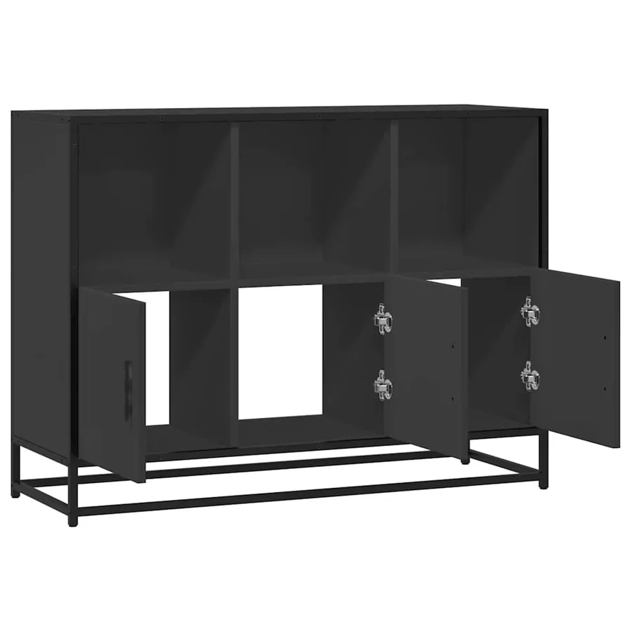 Buffet noir 100x35x76 cm bois d’ingénierie - 7