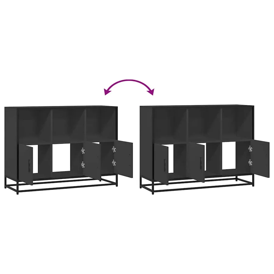 Buffet noir 100x35x76 cm bois d’ingénierie - 8