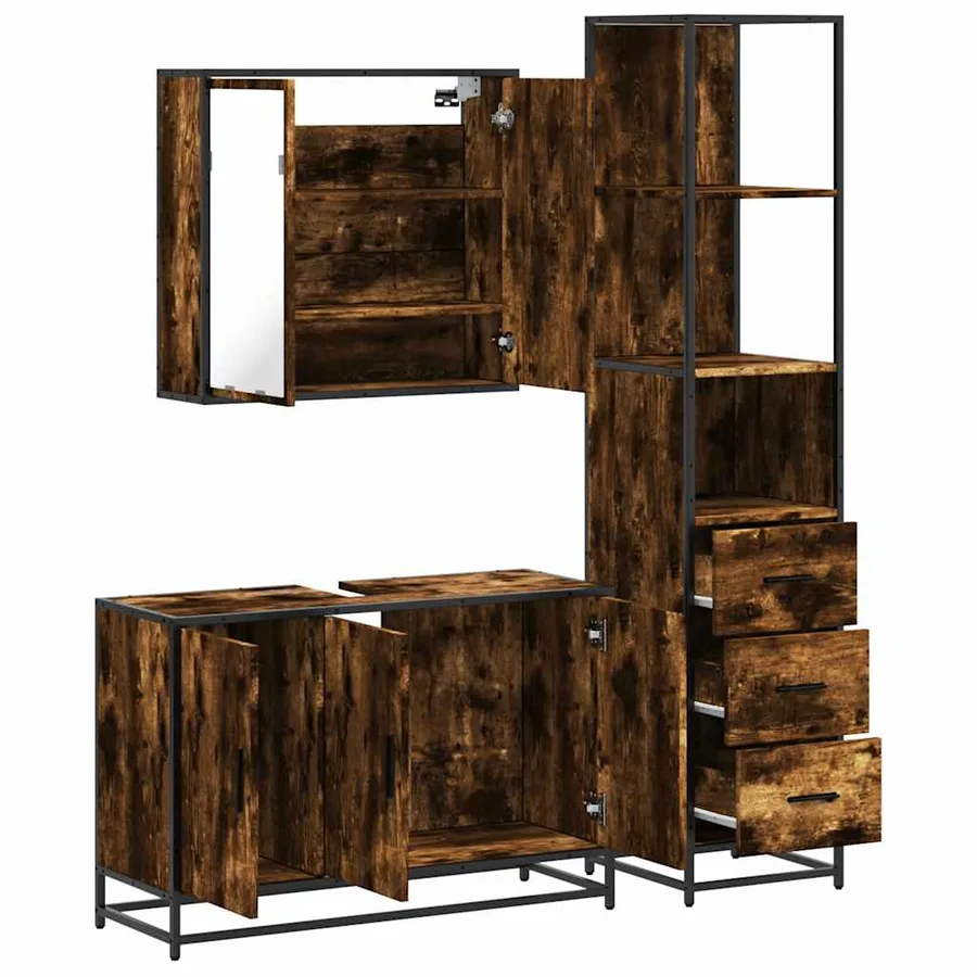 Ensemble de meubles de salle de bain 3 pcs Chêne fumé - 8