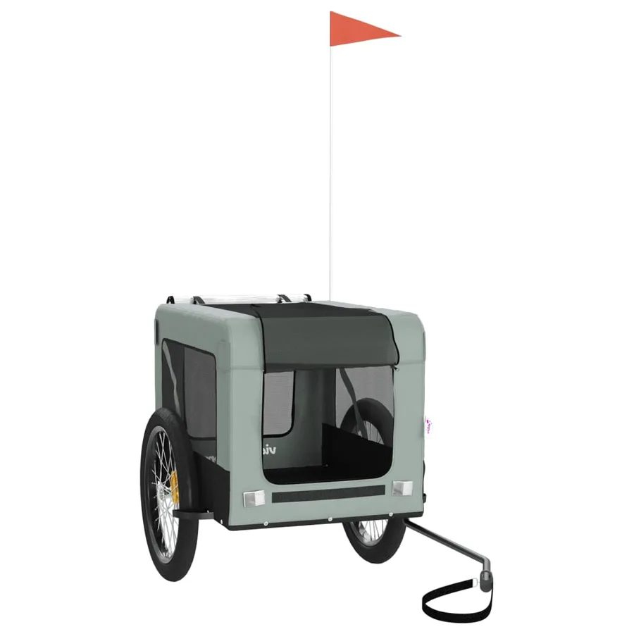 Remorque de vélo pour animaux de compagnie gris et noir - 3