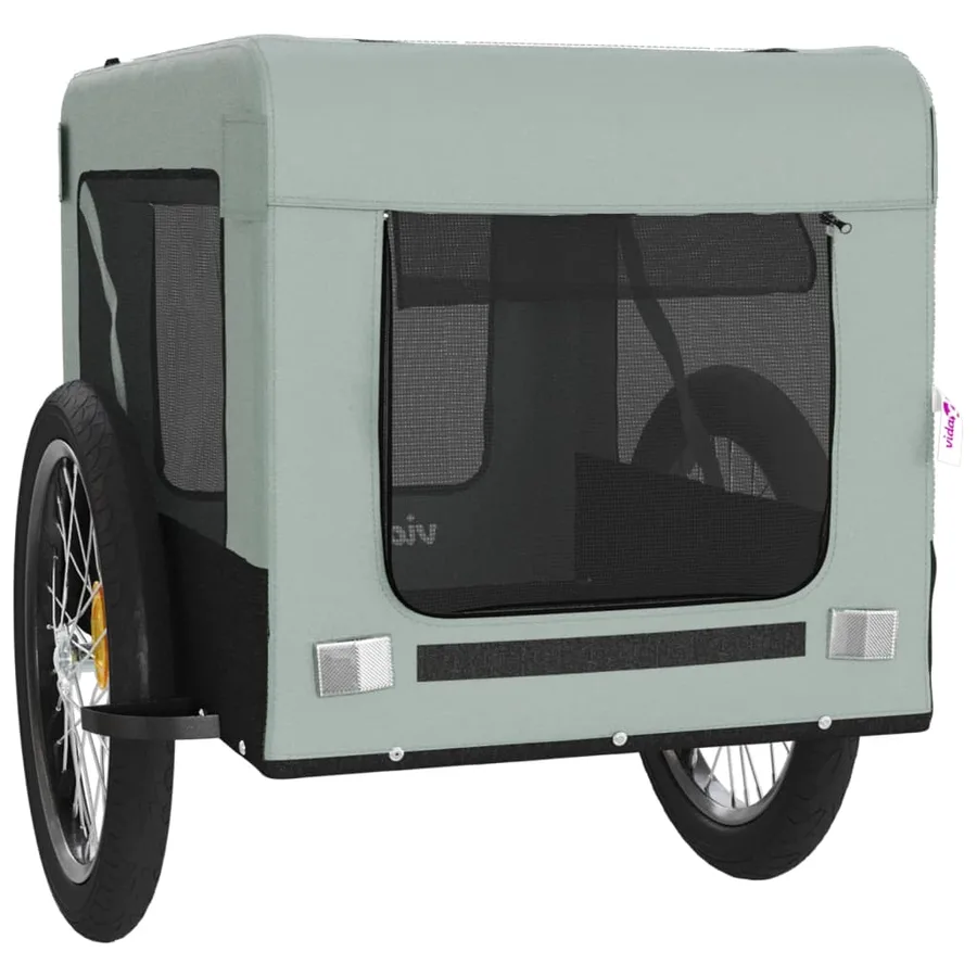 Remorque de vélo pour animaux de compagnie gris et noir - 6