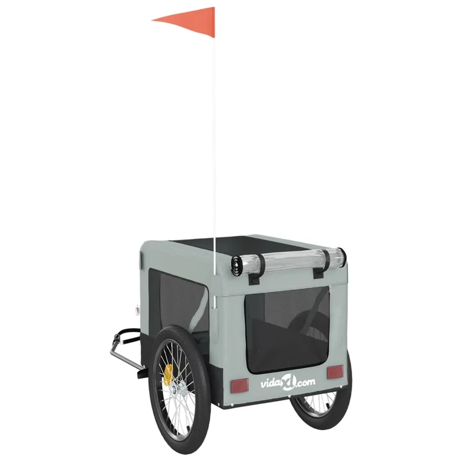 Remorque de vélo pour animaux de compagnie gris et noir - 9