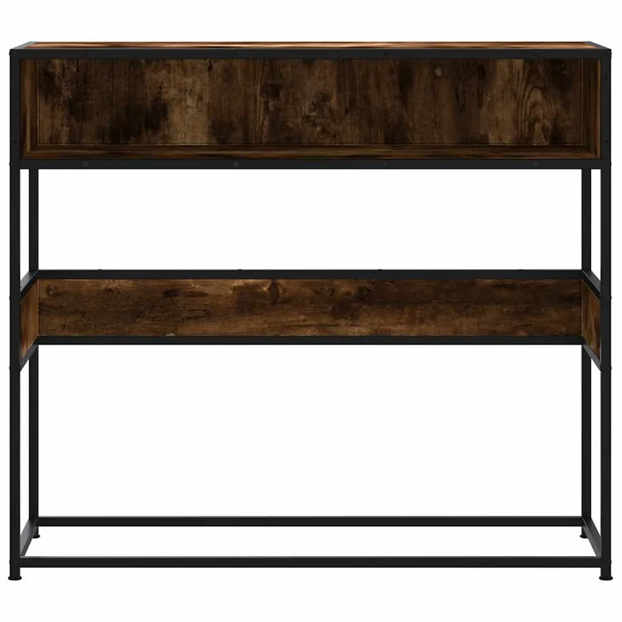Table console chêne fumé 90x35x80 cm bois d'ingénierie - 4