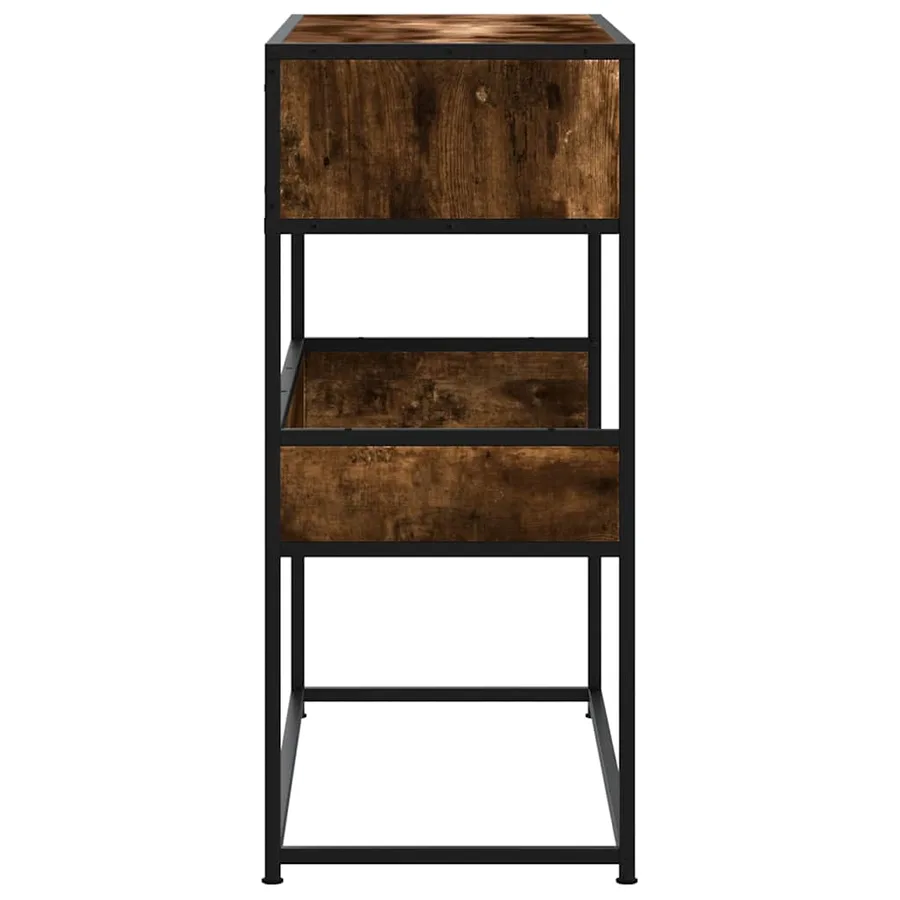 Table console chêne fumé 90x35x80 cm bois d'ingénierie - 5