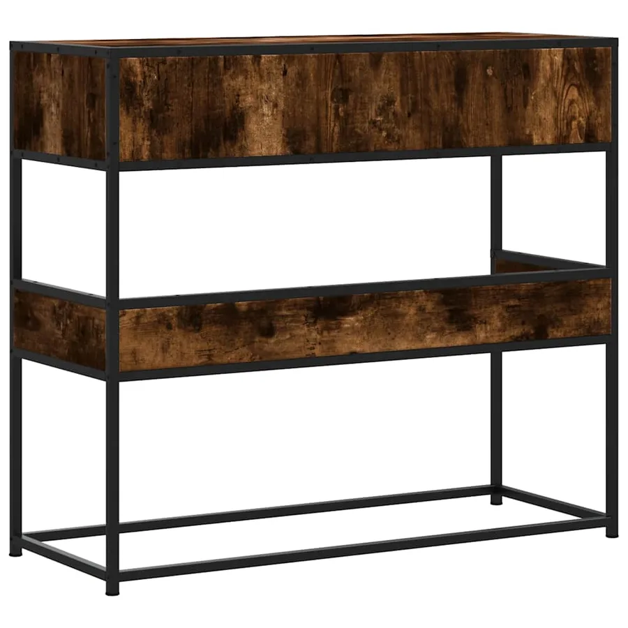 Table console chêne fumé 90x35x80 cm bois d'ingénierie - 6