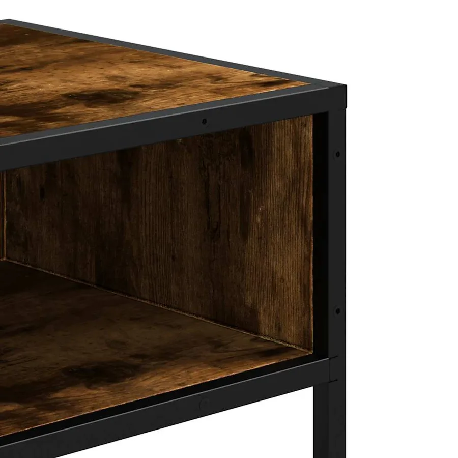 Table console chêne fumé 90x35x80 cm bois d'ingénierie - 7
