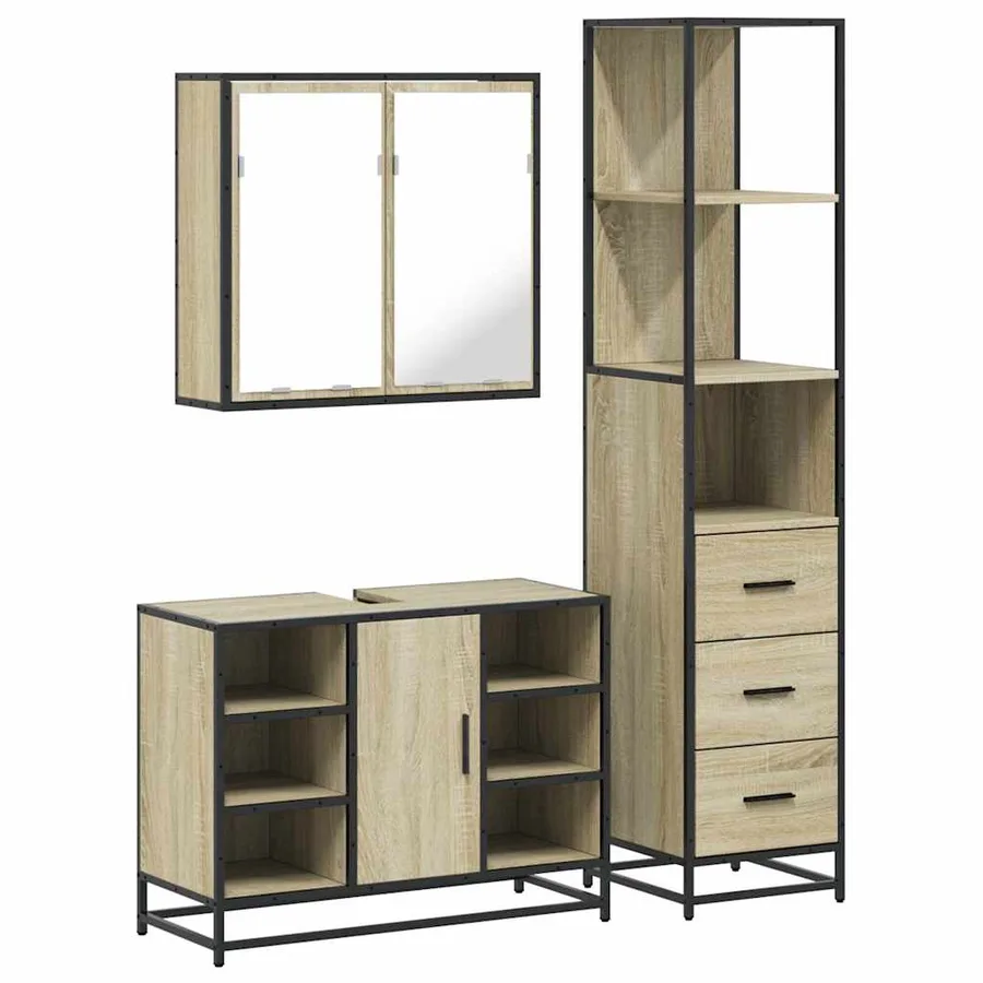 Ensemble de meubles de salle de bain 3 pcs chêne sonoma - 2