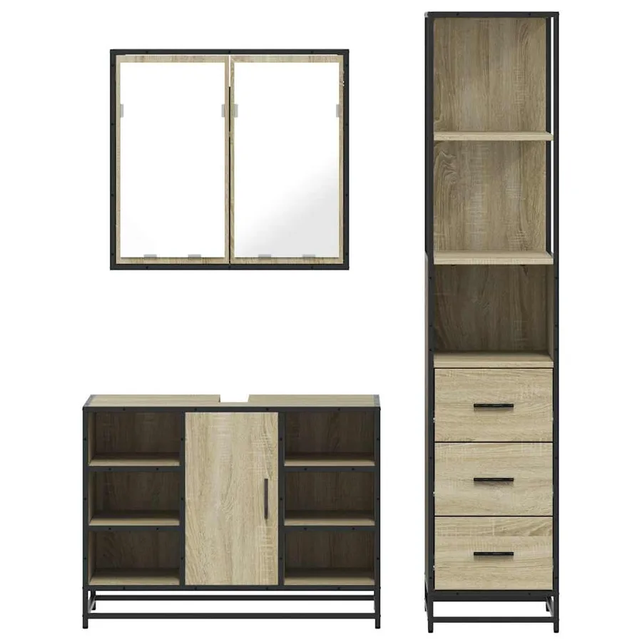 Ensemble de meubles de salle de bain 3 pcs chêne sonoma - 5