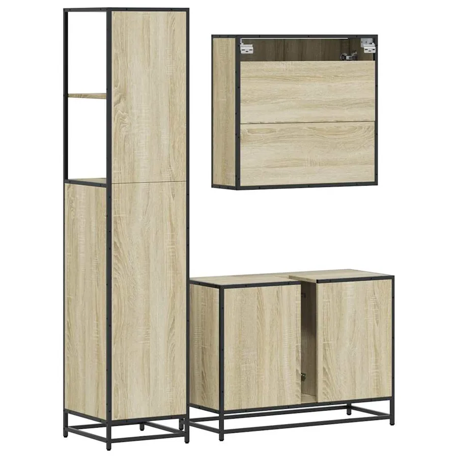 Ensemble de meubles de salle de bain 3 pcs chêne sonoma - 7