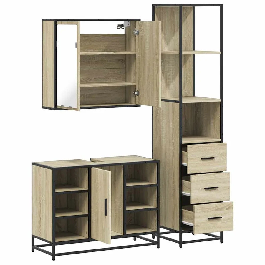 Ensemble de meubles de salle de bain 3 pcs chêne sonoma - 8